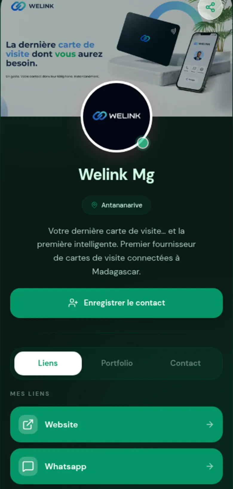 Aperçu réel du profil digital WeLink Mg